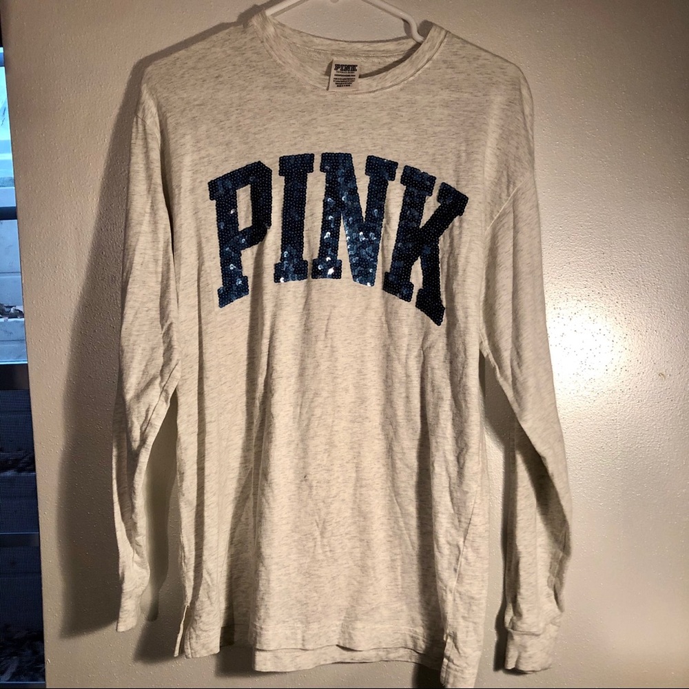 Long sleeved very light gray PINK shirt